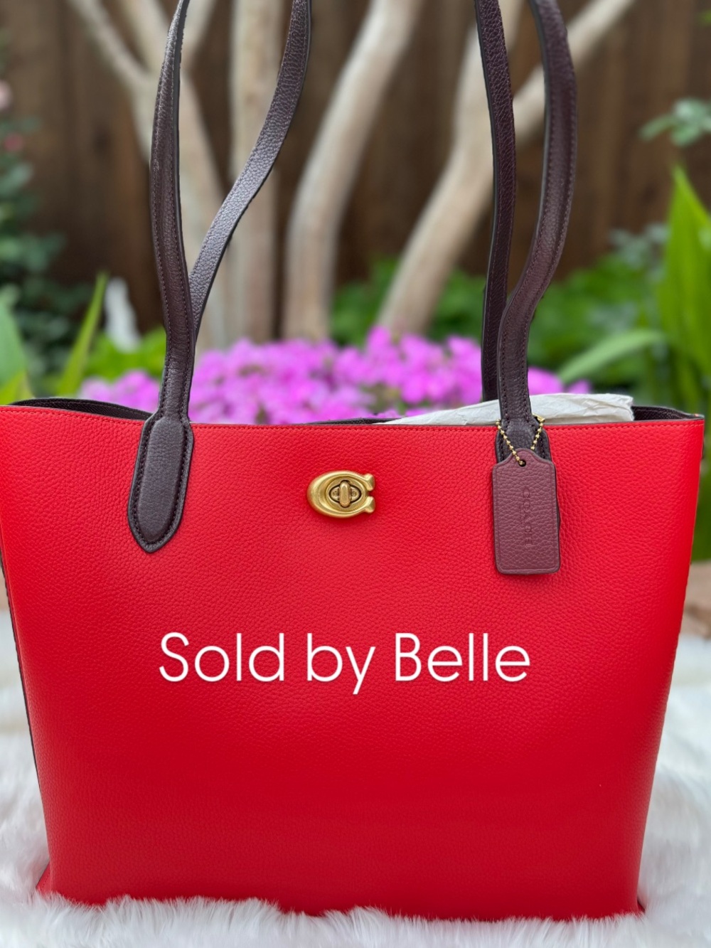 NWT Coach Willow Tote Sport Red Colorblock Purse